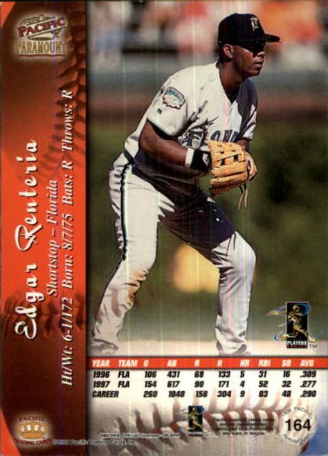 Paramount Red Florida Marlins Baseball Card Edgar Renteria Ebay