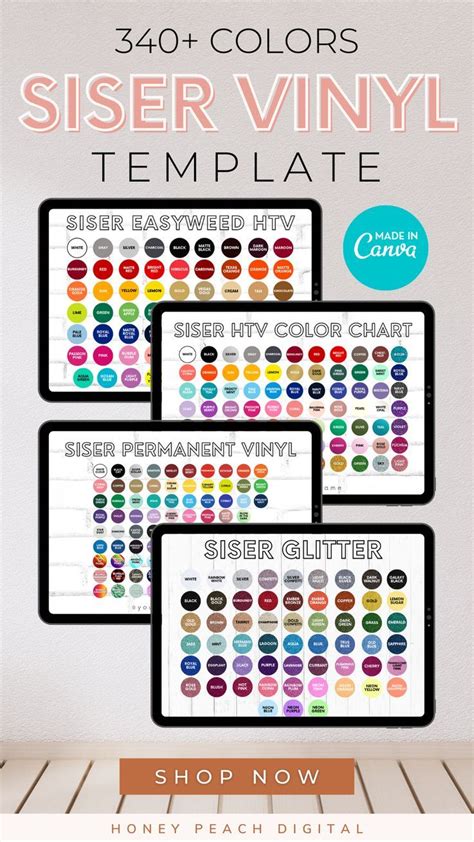 Editable Siser Vinyl Color Chart Bundle Siser Color Chart Etsy In