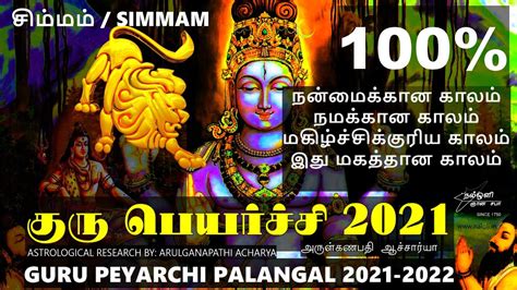 சிம்மம் ராசி குரு பெயர்ச்சி பலன்கள் 2021 To 2022 Simmam Rasi Guru