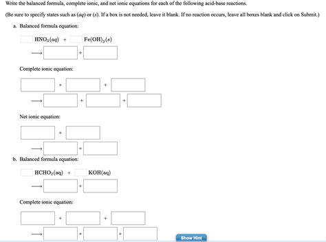 Solved Write Net Ionic Equations For The Reaction If Any