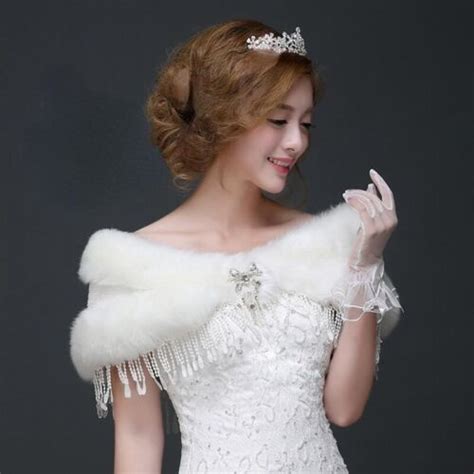 Women Faux Fur Shawl Fluffy Shrug Bolero Cape Warm Wedding Banquet