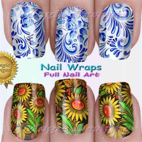 Nail Wraps Waterslide Full Nail Decals Stickers Sunflower Etsy