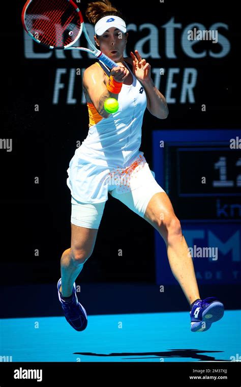 French Alize Cornet Pictured In Action During A Tennis Match Between