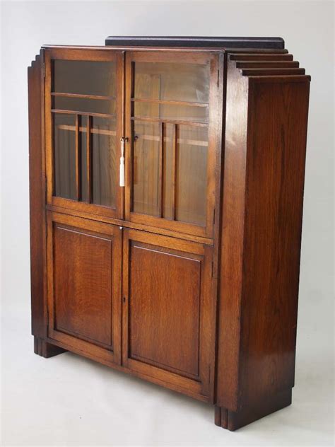 Vintage Art Deco Oak Bookcase