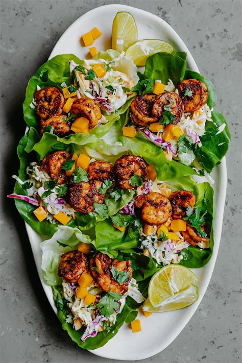 Spicy Shrimp Lettuce Wraps With Mango Slaw Buck Naked Kitchen Shrimp