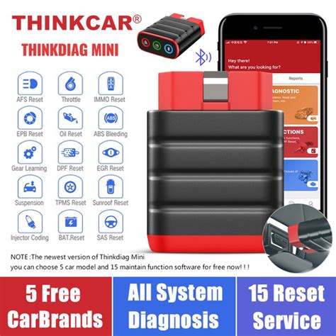 THINKCAR Thinkdiag Mini OBD2 Scanner Car Diagnosis Tools 15 maintance ...
