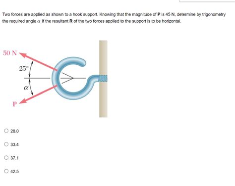 Solved Two Forces Are Applied As Shown To A Hook Support Chegg