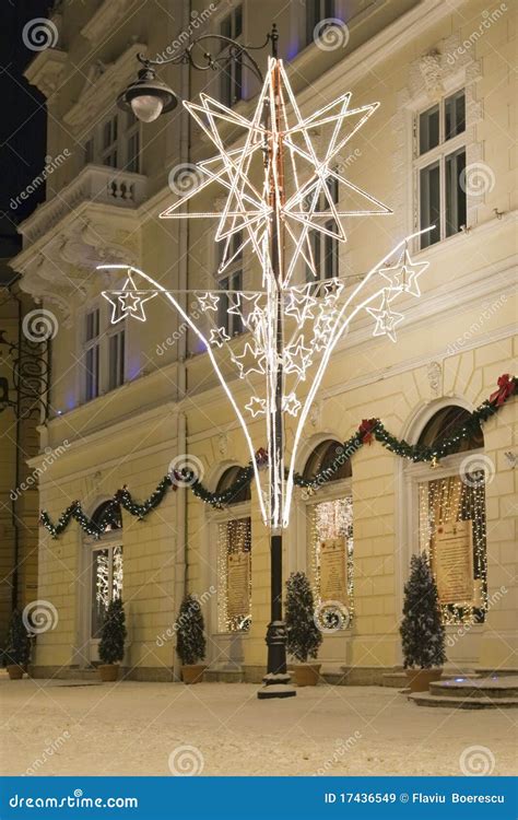 Christmas Town Lights Decoration Stock Image - Image of winter, glow ...