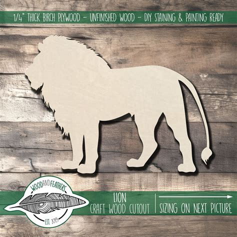 Lion Wood DIY Craft Cutouts Unfinished Laser Cut Shapes for Painting ...