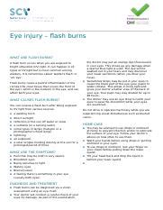 Eye injury - flash burns.docx - Eye injury – flash burns WHAT ARE FLASH BURNS? A flash burn ...