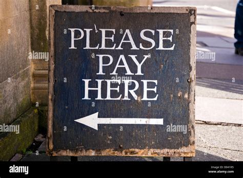 Please Pay Here Sign Stock Photo Alamy