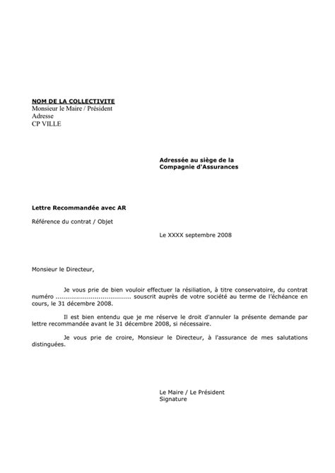 Modèle de lettre de résiliation à titre conservatoire DOC PDF page