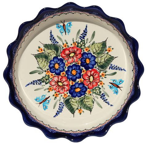 Polish Pottery Quiche Scalloped Pie Dish