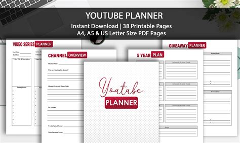 Youtube Planner Printable Social Media Planner Content Etsy