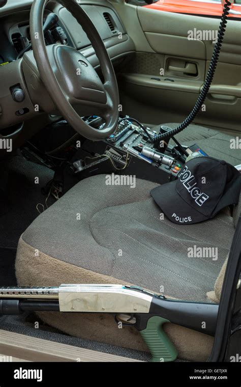 Interior of an American police car at a classic car show Stock Photo ...