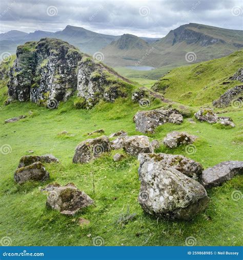 The Quiraingrocky Landscape Of Quiraing Escarpment And Mountainsisle