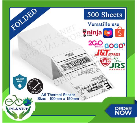 MFLABEL 100x150mm 500pcs A6 4X6 WATER PROOF THERMAL LABEL STICKER