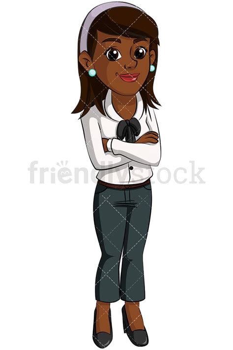 Confident Black Business Woman Vector Cartoon Clipart - FriendlyStock