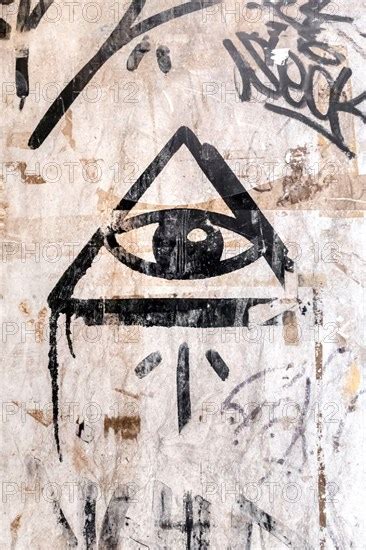 Illuminati Logo Painted On The Wall All Seeing Eye Of God In Sacred