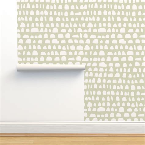 Sage Green Geometric Wallpaper Half Wallpaper | Spoonflower