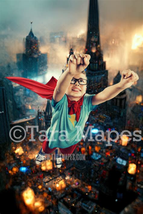 Superhero Digital Backdrop Superhero City Scene City At Night