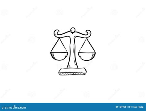 Justice Law Scales Doodle Icon Stock Illustration Illustration Of