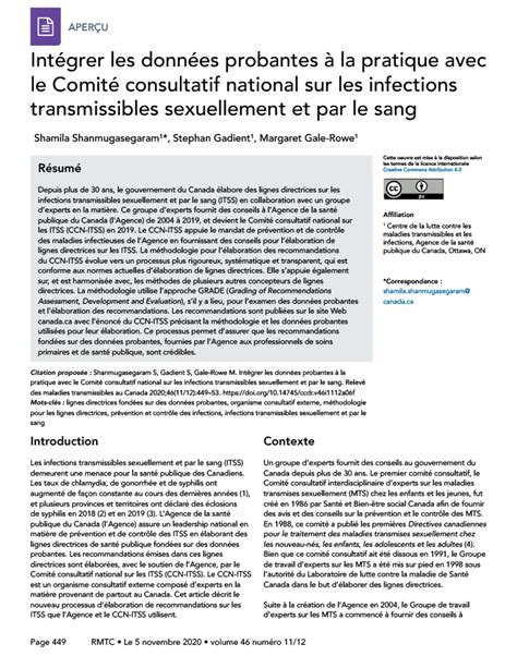 Élaboration De Lignes Directrices Relatives Aux Infections