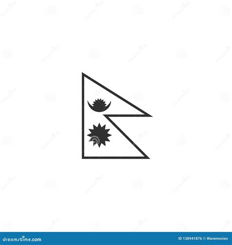 Nepal Flag Icon in Black Outline Flat Design Stock Vector ...