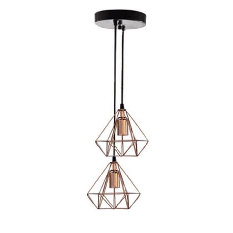 Lustre Pendente Aramado Duplo Mini Diamante Pir Mide Cobre No Shoptime