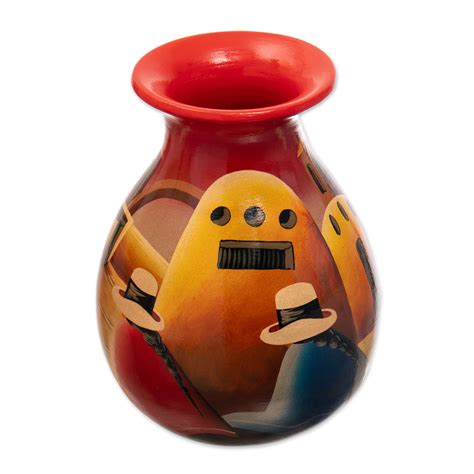 UNICEF Market Hand Made Cuzco Colorful Ceramic Vase The Monastery