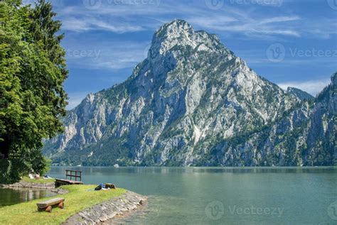 View Over Lake Traunsee Traunkirchen Upper Austria Stock Photo