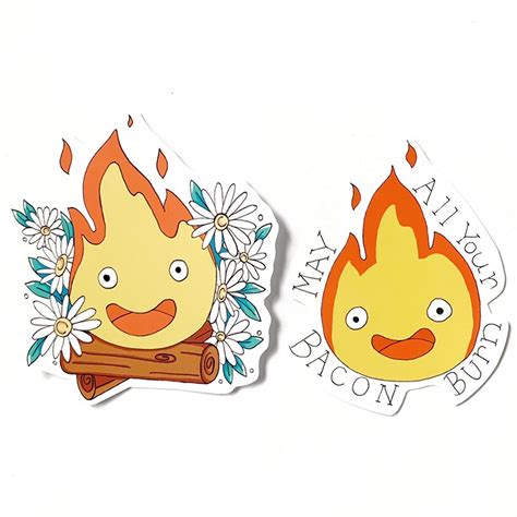 Howl S Moving Castle Calcifer Anime Stickers For Hydro Etsy