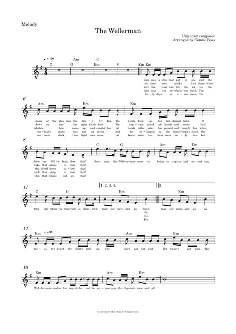 The Wellerman Alto Or Tenor With Guitar Chords Arr Connie Boss By