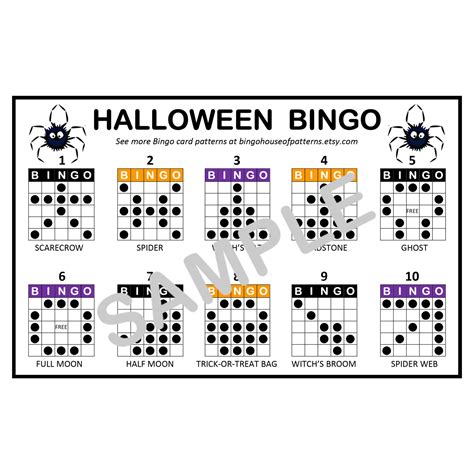 Halloween Holiday Bingo Card Patterns For Really Fun Bingo Games Bingo