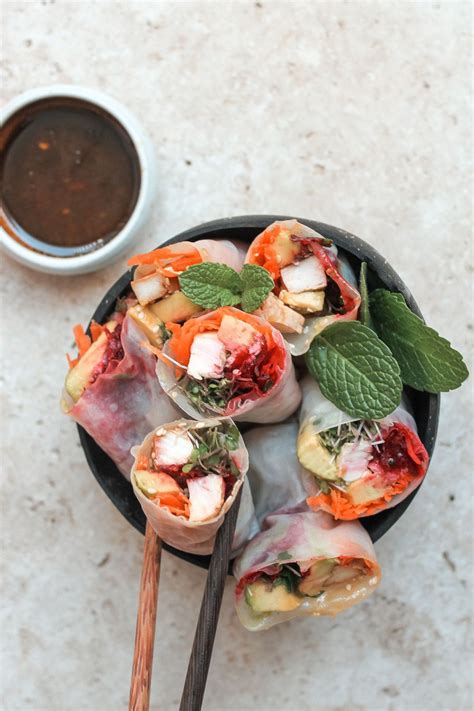 Rice Paper Rolls With Seasonal Vegetables And Organic Tofu Perfect