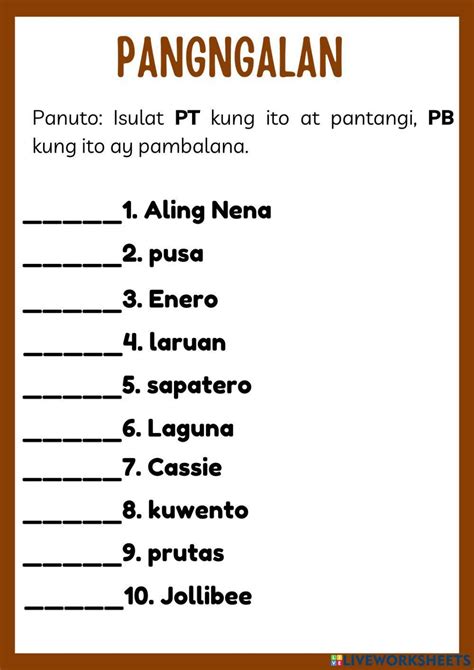 2148440 | Pangngalan | TeacherRae | LiveWorksheets