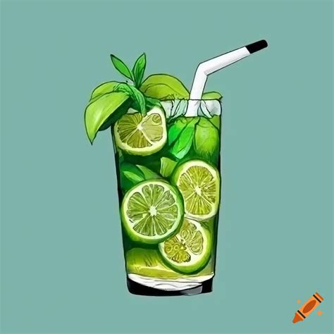 Drawing Of A Mojito Cocktail On Craiyon