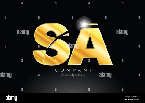 combination letter sa s a gold golden alphabet logo icon design with ...