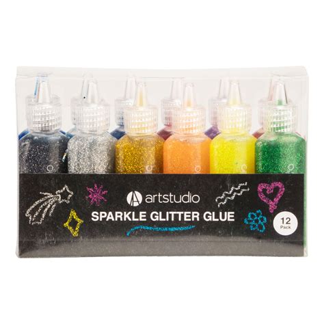 Pack Of 12 Art Studio Sparkle Glitter Glue