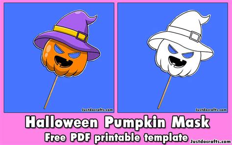 Halloween Pumpkin Mask (Free PDF Printable template) - Just Do Crafts