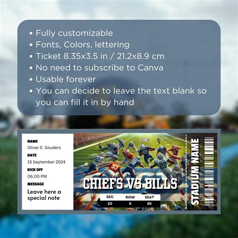 Nfl Ticket Template Event Ticket Football Game Ticket Sports Event