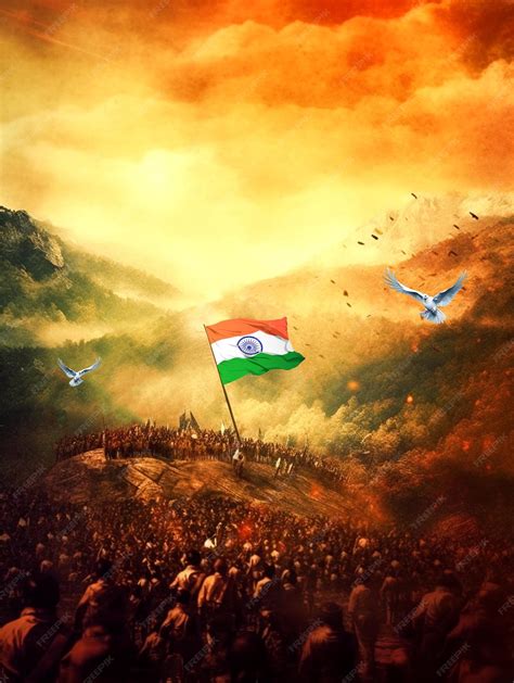 Premium Photo | India Independence Day banner with freedom fighters and