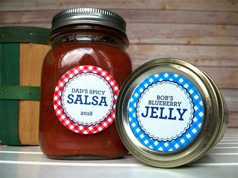 Colorful Adhesive Canning Jar Labels Farmer S Market Gingham Canning