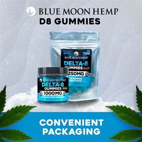 Blue Moon Hemp Delta 8 Blue Razz Gummies 250 2000mg Pure CBD Now