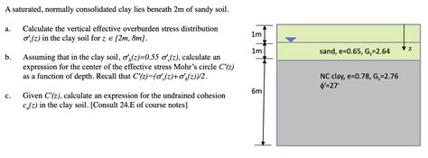 Solved A saturated, normally consolidated clay lies beneath | Chegg.com 