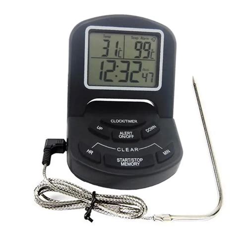 Boiling Syrup BBQ Oven Meat Temperature Probe Electronic Food Thermometer Alarm with Extended ...