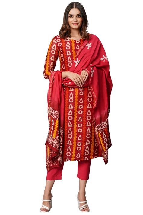 Buy Anni Designer Women S Cotton Blend Straight Printed Kurta With Pant