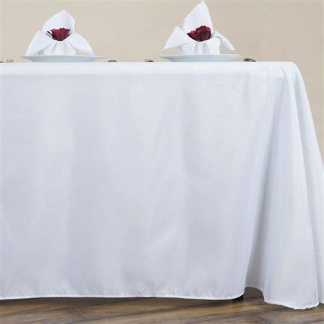 Buy X White Polyester Round Corner Linen Rectangular Tablecloth