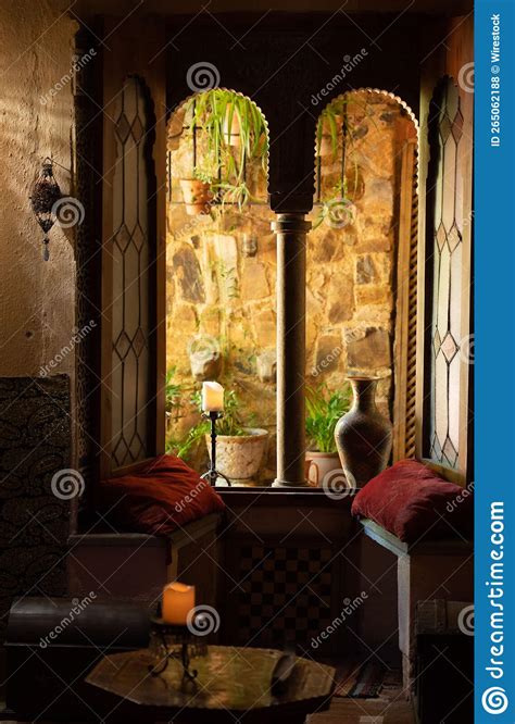 Inside View of a House with Interior in Arabic Style Stock Photo ...