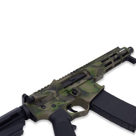 Qd 15 Billet Ar 15 75″ Pistol In Tri Color Camo Cerakote Quentin Defense